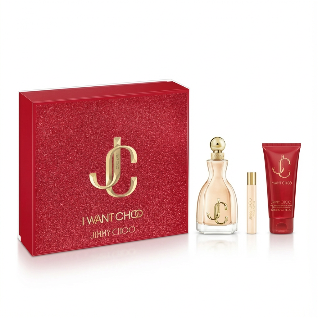 JIMMY CHOO_SET I WANT CHOO LE PARFUM 3 PCS EDP 3.4 / 7.5 TRAVEL / 3.3 LOTION L