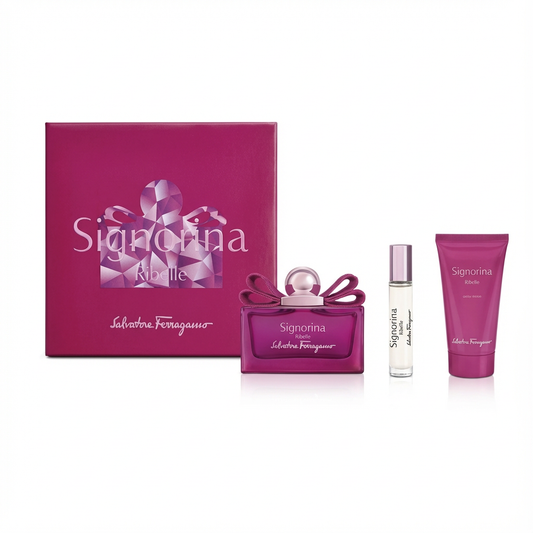 SALVATORE FERRAGAMO_SET FERREGAMO SIGNORINA RIBELLE 3 PCS 3.4 EDP L  + 1.7 B/L + MINI