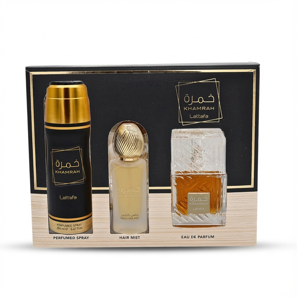 LATTAFA_SET KHAMRAH 3 PCS 3.4 EDP HAIR MISTPERFUMED SPRAY U