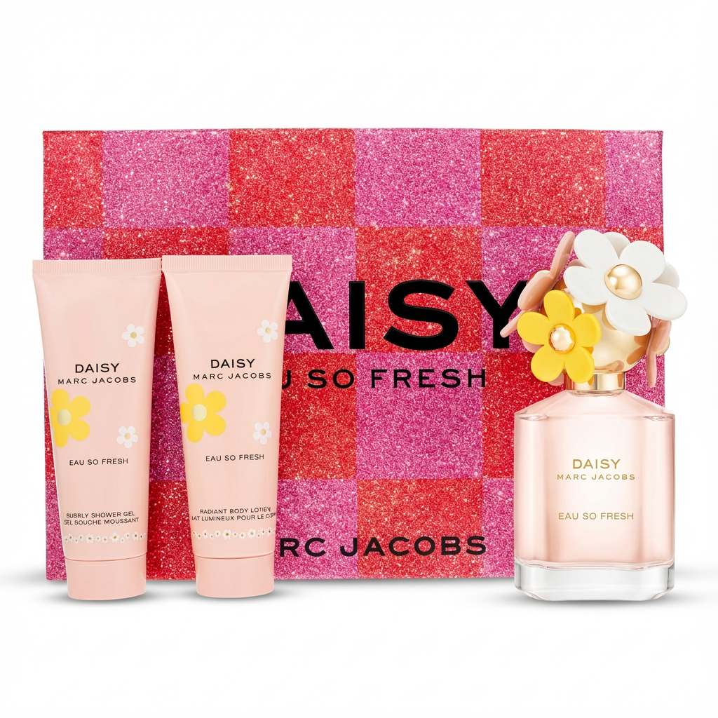 MARC JACOBS_SET DAISY SO FRESH 3PCS 3.3 EDT + 10ML EDT + 75 ML BODY LOTIONL