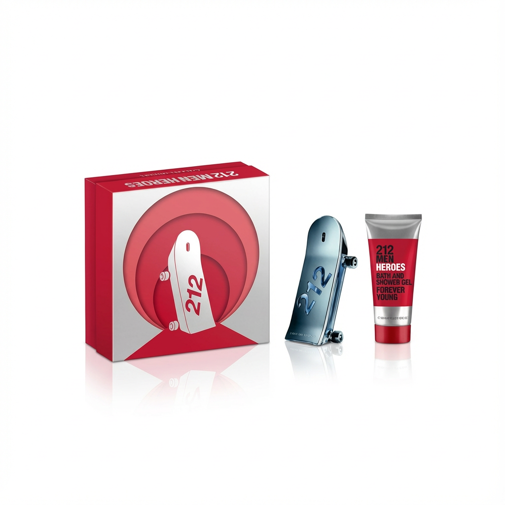 CAROLINA HERRERA_SET 212 HEROES 2 PCS 90ML EDT / 100 ML SHOWER GEL M