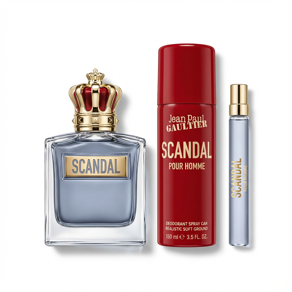 JEAN PAUL GAUTIER_SET SCANDAL + 3 PCS 3.4 EDT + 10 ML TRAVEL  150 ML DESODORANT