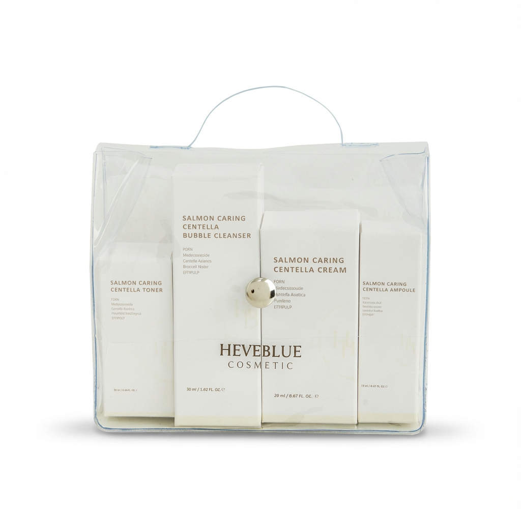 HEVEBLUE_SALMON CARING CENTELLA SPECIAL TRAVEL KIT BAG  4PCS