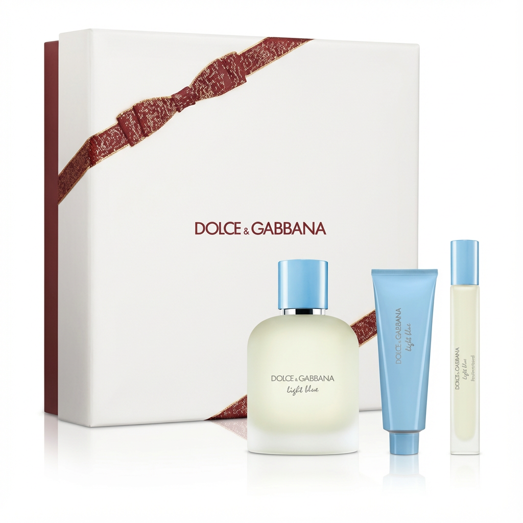 DOLCE & GABBANA_SET LIGHT BLUE POUR HOMME 3 PCS 100ML  EDP / 10ML TRAVEL / 50 ML SHOWER GEL M