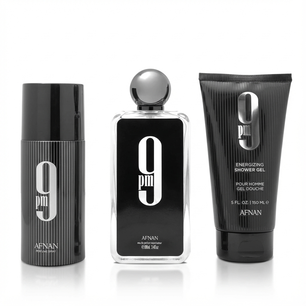 AFNAN_9PM 3.4 EDP  SHOWER GEL 6.0FL.OZ & DEODORANT 6.4FL.OZ  SET DE 3PCS