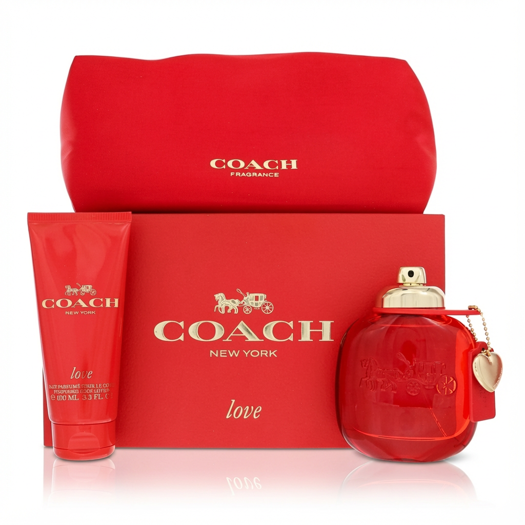 COACH_SET COACH LOVE RED 3PCS 90ML EDP / BODY LOTION 100ML L